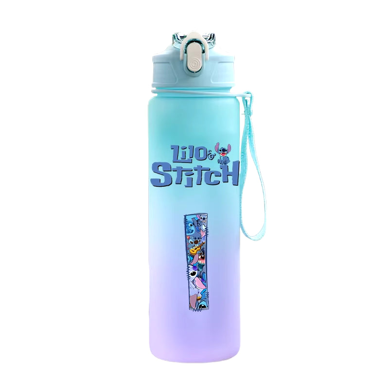 750ML Letter A-Z Print Lilo Stitch Water Bottle Large Capacity Drinking Portable Cartoon Anime Outdoor Sport Water Cup Kid Gift