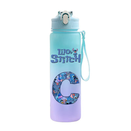 750ML Letter A-Z Print Lilo Stitch Water Bottle Large Capacity Drinking Portable Cartoon Anime Outdoor Sport Water Cup Kid Gift