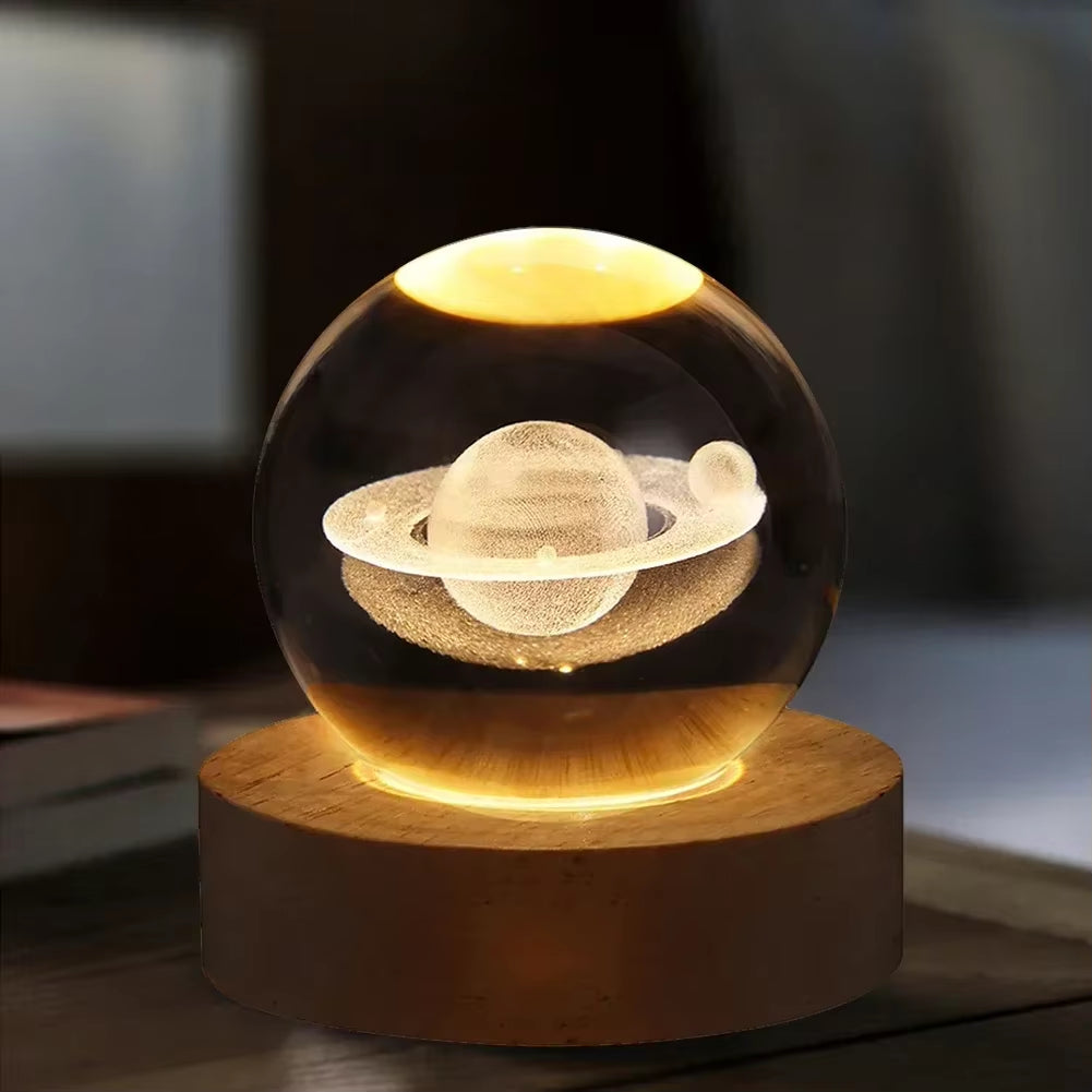 Unique 3D Crystal Ball Lamp with Galaxy and Planetary Projections USB Night Light for Cozy Atmosphere Plasma Ball