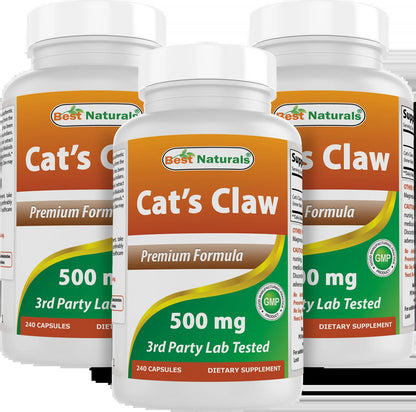 3 Pack  Cat'S Claw 500 Mg 240 Capsules